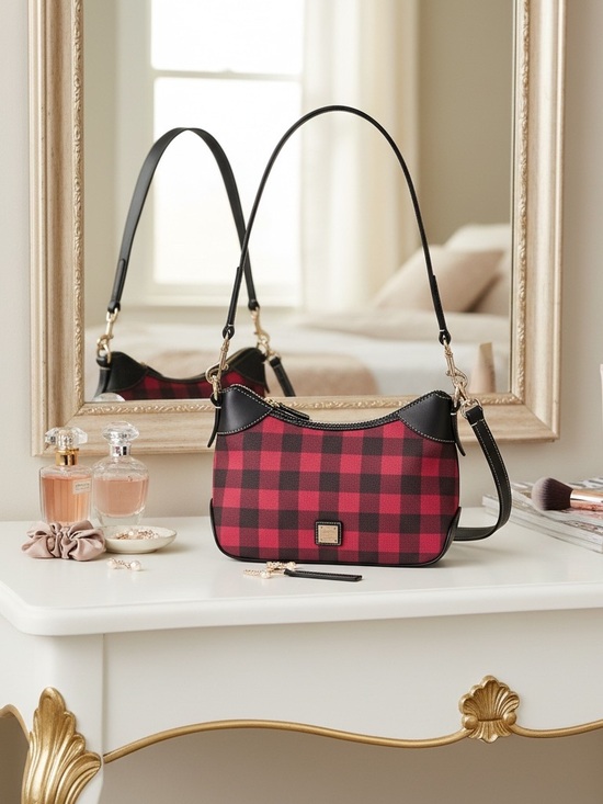 Dooney & Bourke Handbags - Dooney & Bourke Red and Black Plaid Shoulder Bag
